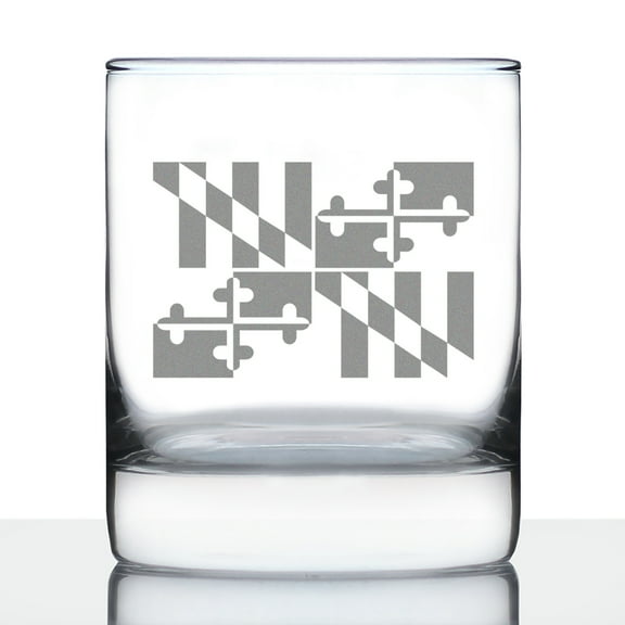 Bevvee Whiskey Rocks Glass 10.25 oz Flag Of Maryland Maryland Enthusiast Gifts Glassware & Drinkware