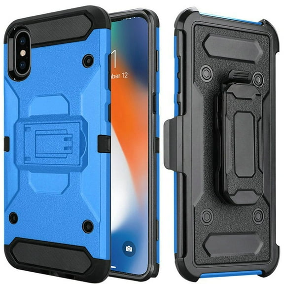 GSA Holster Kickstand Hybrid Case For iPhone XS Max (6.5") - Blue Black