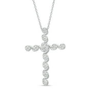 Christian Orthodox Crucifix Jesus Cross Russian Greek 925 Sterling Silver Cubic Zirconia Diamond Swirl Pendant Necklace 18 inch Girls & Women