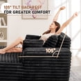 thumbnail image 5 of Muumblus Oversized Chaise Lounge Chair Indoor Furniture, No Assembly Required, Plush Corduroy Upholstered Sofa Bed Cozy Sleeper Couch for Living Room, Bedroom, Black, 5 of 11