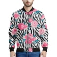 thumbnail image 4 of Chaqueta con estampado de cebra abstracto para hombre y mujer, ropa con estampado 3D de flores, sudadera informal con cremallera, ropa de calle, abrigo, 4 of 5