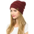 thumbnail image 2 of C.C Hat-20A Slouchy Thick Warm Cap Hat Skully Color Cable Knit Beanie Burgundy, 2 of 2
