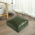 thumbnail image 4 of Pouf Ottoman, Unstuffed Pouf Cover, Handmade Faux Pu Leather Square Ottoman,Comfortable Soft Seating for Living Room & Bedroom, Green, 4 of 7