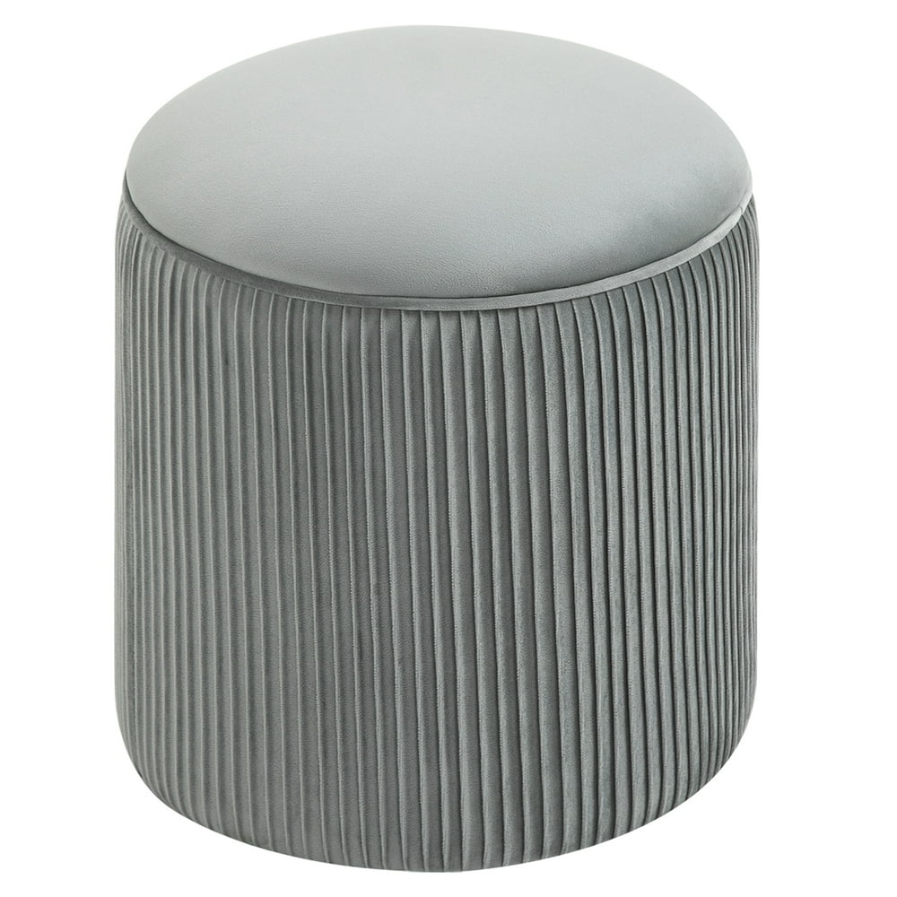 15'' Small Padded Ottoman Foot Stool with Wrinkle Fabric Design