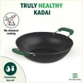 thumbnail image 2 of Pre-seasoned Black Iron Kadai With Silicon Grip | Medium, 25.5 Cm, 10 Inch, 2 Liters, 1.08 Kg | Induction Friendly | Flat Base Iron Kadhai, 100% Pure & Toxin-free, No Chemical Coating, 2 of 5