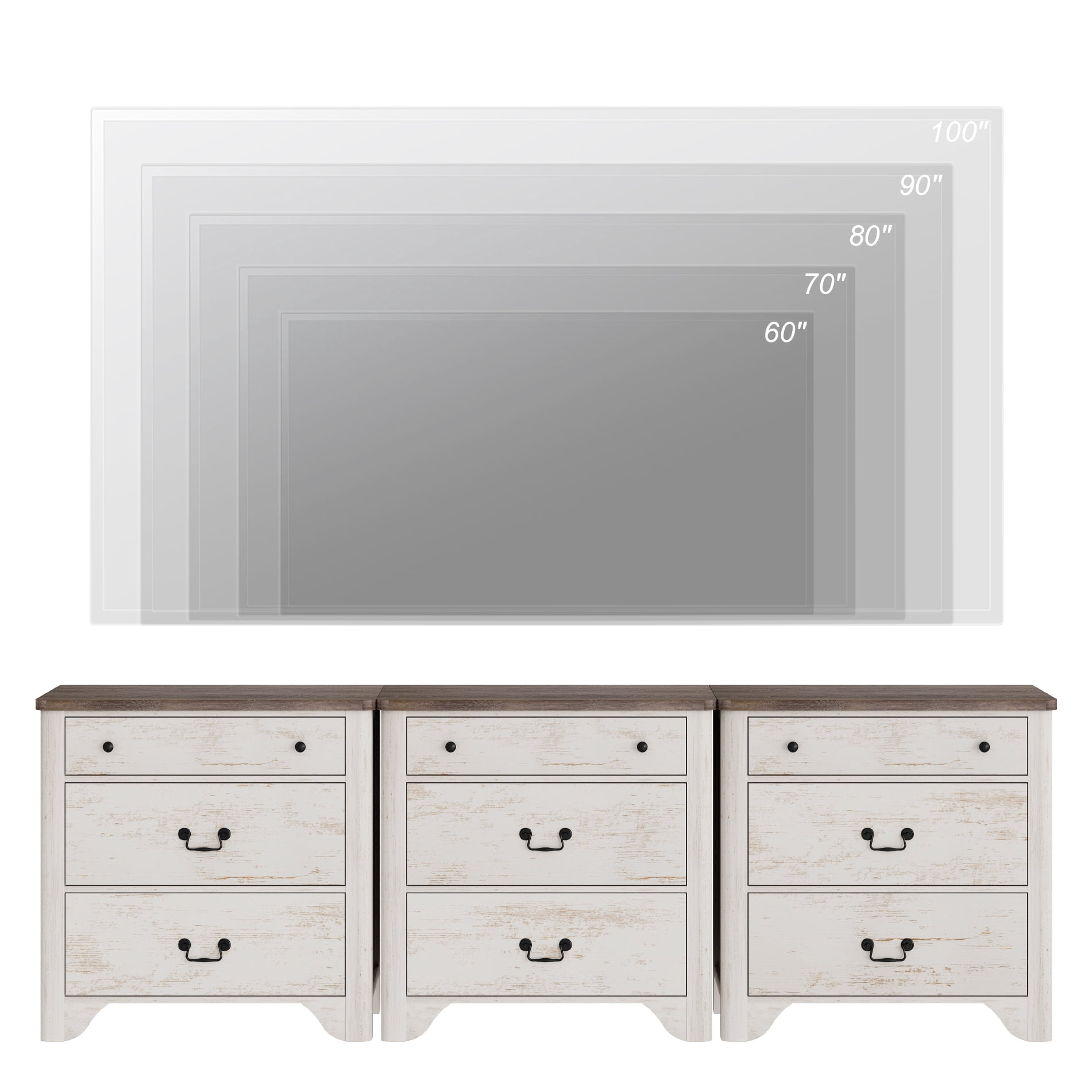 WAMPAT 3 Drawer Dresser Set of 3 for Bedroom,White Dresser Closet Dressers Chest of Drawers for Living Room, Entryway and Hallway