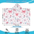 thumbnail image 2 of Pink Butterfly Star Floral Peach Pattern Hooded Bath Towel，60"x35" for Ages 3 To 12 Kids, Quick Dry Lightweight Soft Microfiber Hood Beach Towel Cover Up for Kids, 2 of 7