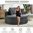 thumbnail image 4 of Round Lounge Chaise, Sofa Bed with Memory Foam Sectional Couches for Living Room, Cloud Couch with three pillows, 4 of 8