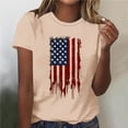 thumbnail image 2 of Levmjia Womens Top Fashion Printed T-Shirt Short Sleeve Round Neck Casual Independence Day Comfortable Blouse Vacation Daily Wear, 2 of 5