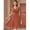 Rust Brown-L, variant on Rust Brown V-Neck Floral Lace A-Line Midi Dress With Pleated Chiffon Skirt