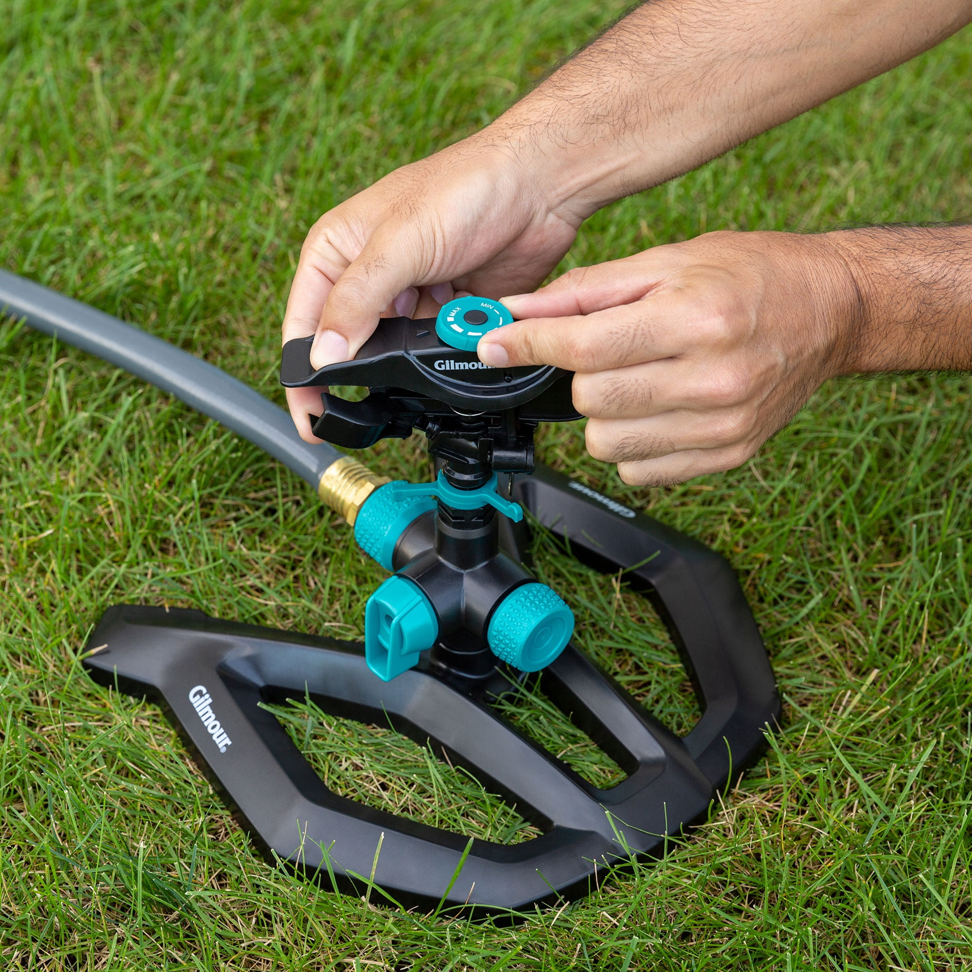 Gilmour Plastic Circular Water Sprinkler - Adjustable Flow, Stationary - Covers 5,800 Sq Ft — Garden & Landscape Use, Standard Connection