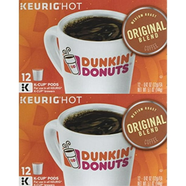 dunkin' donuts hot bevrage kcups (original blend, two boxes (24 pods