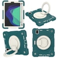 thumbnail image 3 of ELEHOLD Military Grade Shockproof Case For iPad mini (6th Generation), Heavy Duty Protection Ring Stand Cover, Adjustable Angel, Detachable Shoulder Strap, Pencil Holder, Dark Green, 3 of 11
