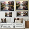 thumbnail image 4 of Designart "Serenitys Reflection Green Canal art painting" Landscapes Floater Framed Wall Art Living Room, 4 of 7