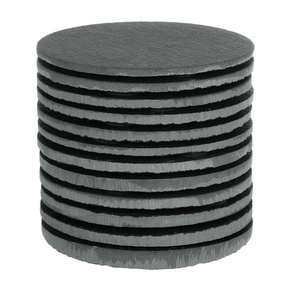 Unique Bargains Slate Drink Coasters,12 PCS 4 x 4 Inch - Straight-sided Round Bar Stone Coasters for Engraving Handmade (Black)