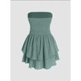 thumbnail image 2 of Strapless Textured Ruffle Mini Dress, 2 of 9
