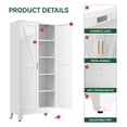 thumbnail image 3 of Elegant Furniture 71''H White Farmhouse Metal Pantry Cabinet with 4 Adjustable Shelves,Metal Storage Cabinet for Kitchen，Dining，Living，Office, 3 of 7