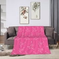 thumbnail image 6 of DouZhe Ultra-Soft Micro Fleece Lightweight Flannel Bed Blanket, Pink Doodle Background Print Cozy Warm Throw Blankets, 60"x50", 6 of 7