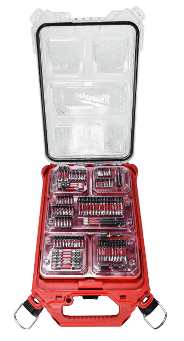 MILWAUKEE 48-32-4082 SHOCKWAVE 100-Piece Impact Duty Driver Bit Set with PACKOUT Compact Organizer – Wear Guard Tips, IP65 Rated Storage