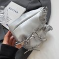 thumbnail image 3 of 3071 Plisado Lazo Tendencia Versátil Bolso Bandolera Mano (Plata) Plata, 3 of 9