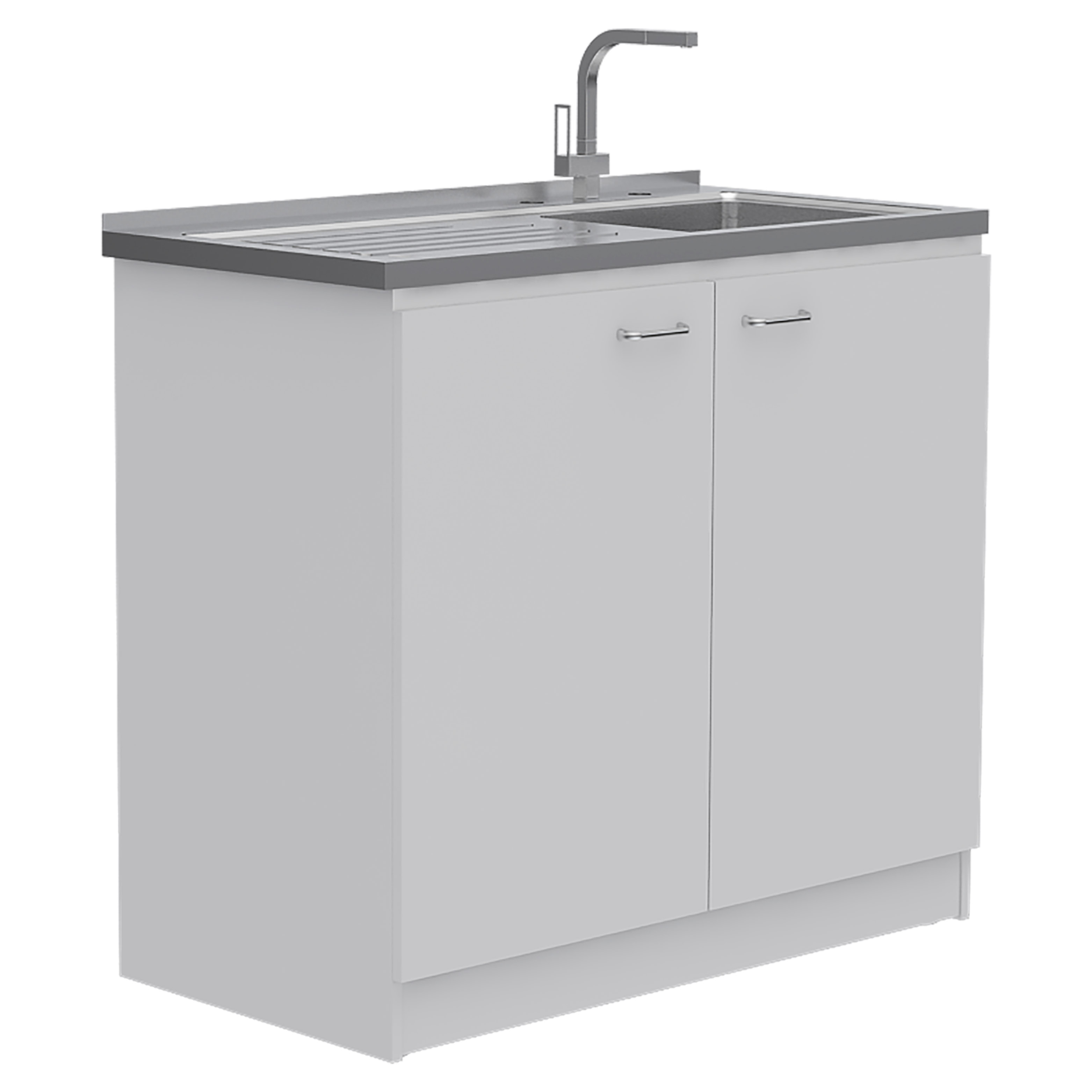 TUHOME Napoles 39" Utility Sink with Cabinet, Stainless Steel Laundry Sink