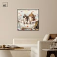 thumbnail image 3 of Colorful Flower Kitty Bath Canvas Kids Art Prints by Art Remedy, Black Frame, 40" x 40", 3 of 7