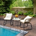 thumbnail image 2 of Costway 3PCS Patio Rattan Bistro Set All-Weather Cushioned Chair Table White, 2 of 10