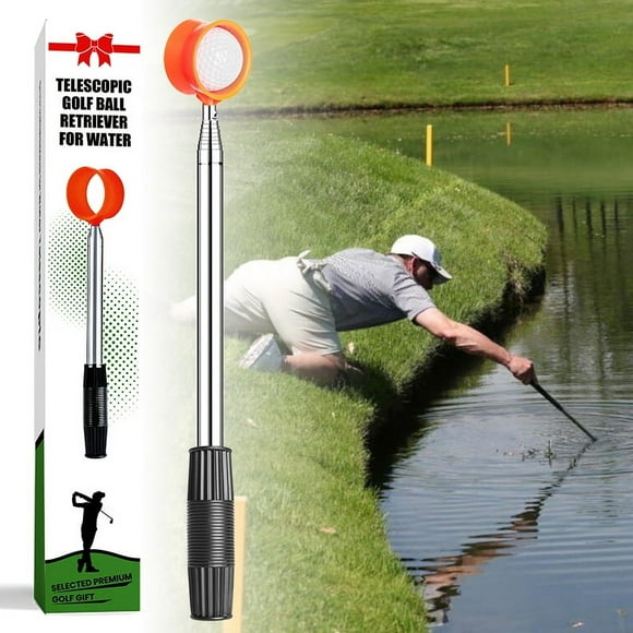 Golf Ball Retriever Telescopic Pick up Scoop Ball Retriever 9.5 12 15 FT, Golf Ball Retriever Picker Stainless Steel Shaft Retracted Length with Locking Scoop Gift Box