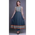 thumbnail image 2 of Bimba Dark Navy Blue Damask Indian Long Kurti For Women Party Wear Printed Sleeveless Anarkali Kurti Dress X-Large, 2 of 6