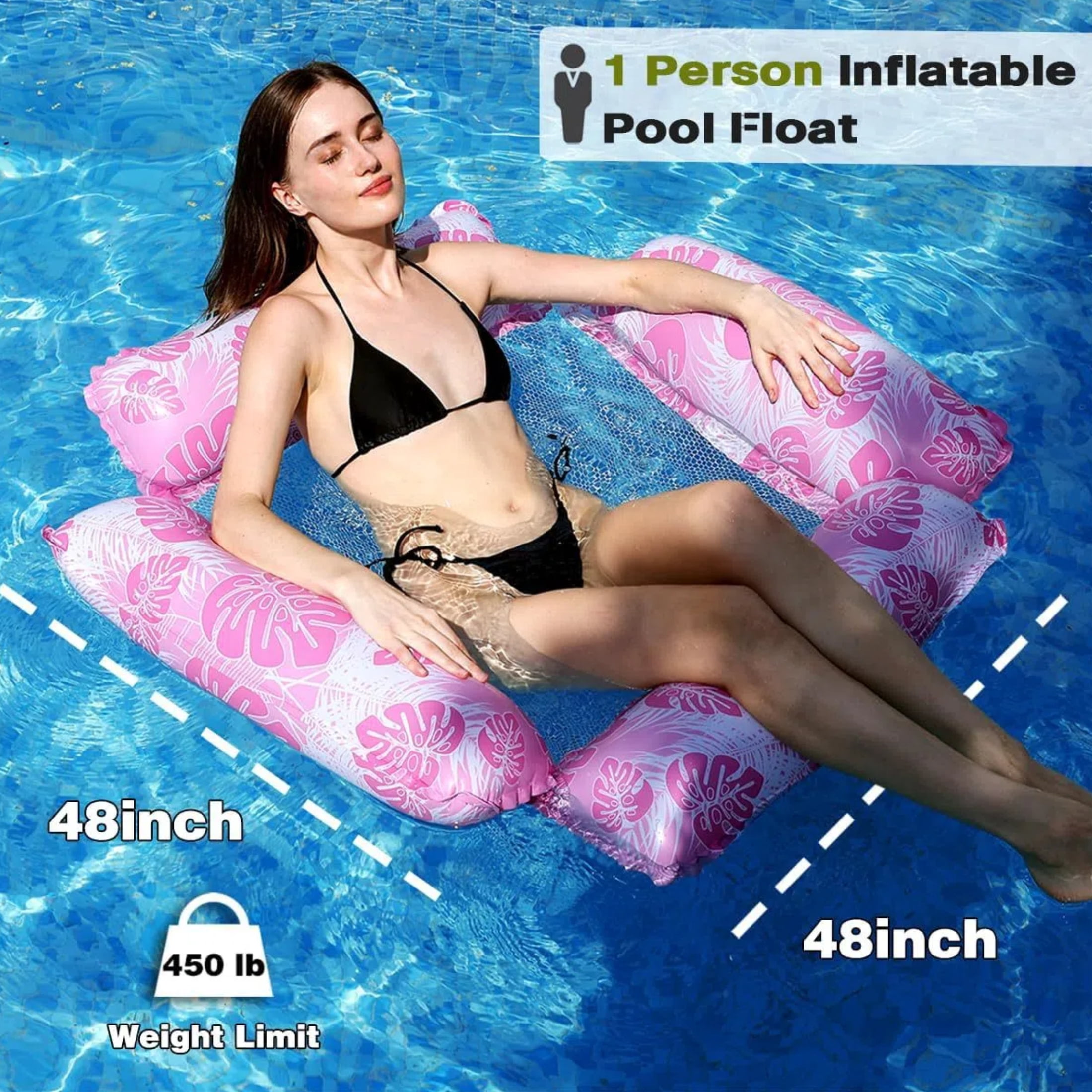 3 Packs Inflatable Pool Floats Adults 4-in-1 Multi-Purpose Pool Floats PVC Water Hammock Lounge Floaties