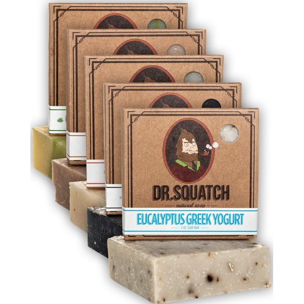 Dr. Squatch Men's Soap Sampler Pack (5 Bars) Cool Fresh Aloe, Gold