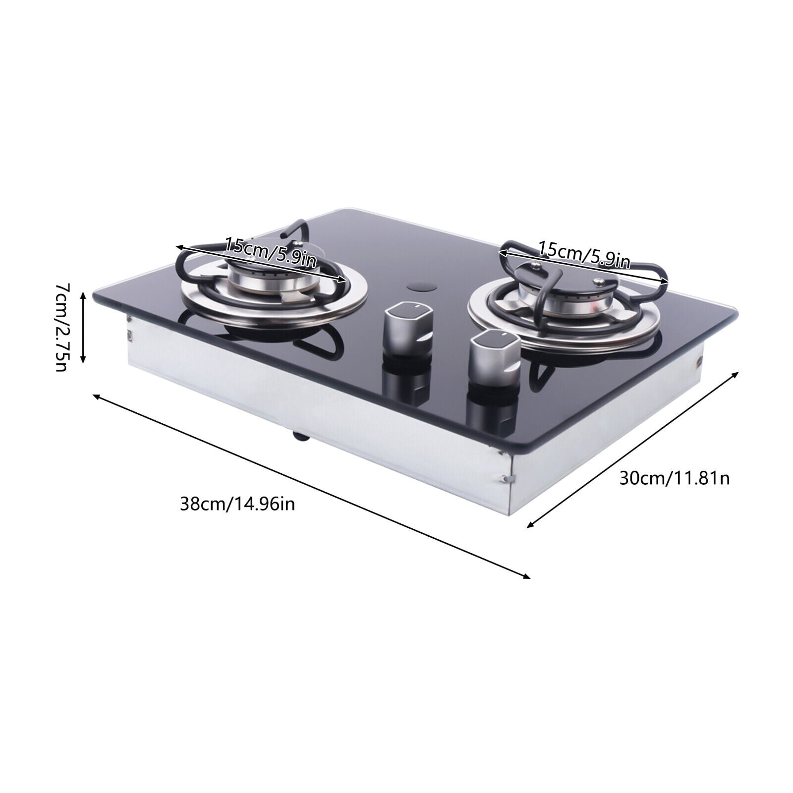 Flkoendmall Gas Camping Stove 2 Burner Countertop Cooktop Gas Cooker