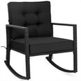 thumbnail image 2 of Barara King Rocking Chairs Outdoor, Patio Rattan Rocker Outdoor Glider Rocking Chair Cushion Lawn-Black, Patio Rocking Chairs, 2 of 9