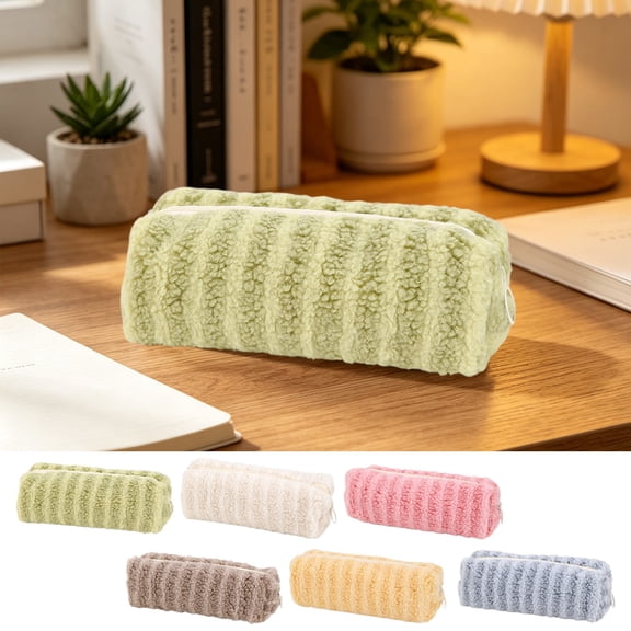 Under 1$ Pencil Case Colorful Cloth Slim Pen Pouch Pencil Organizer for College Office Teens 7.9x2x2 in Cloth Pink by Xuniizn