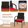 thumbnail image 3 of Patiojoy 7-Piece Patio Dining Set 63�� Rectangle Table w/ PE Rattan Chairs Acacia Wood Tabletop & Removable Cushions Red, 3 of 7