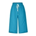 thumbnail image 4 of Capri Pants for Women Casual Cotton Linen Drawstring Lounge Pants Summer Loose Comfy Curved Hem Pants Pockets Ladies Comfy Plus Size 2026 Trendy Outfits Lightweight Cute Fashion Dressy Clothes, 4 of 6