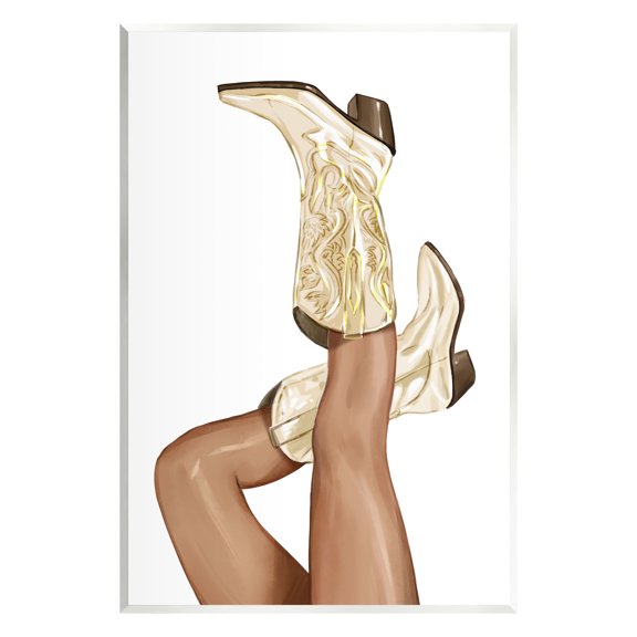Stupell Country Cowgirl Boots Fashion Beauty & Fashion Painting Wall Plaque Unframed Art Print Wall Art