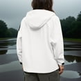 thumbnail image 6 of YUTK Womens Zip Up Hoodies - Women Solid Color Rain Jacket Outdoor Hooded Windproof Loose with Pocket Coat White L, 6 of 8