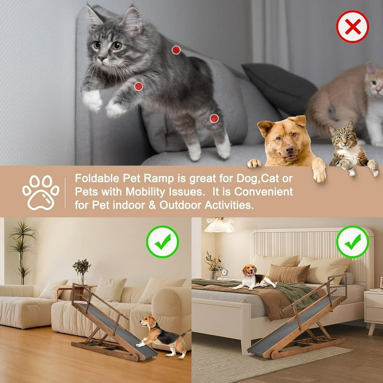 Slsy Foldable Doggie Ramp with Side Rails, Adjustable Heights