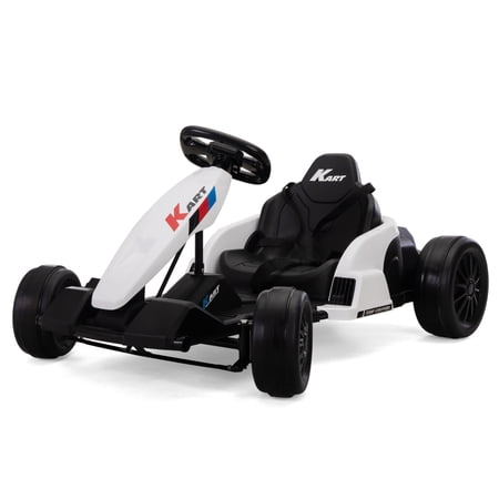 Electric GoKart Pro Racing Car Outdoor Ride-On Toy MP3 Ages 4-16 Black & White