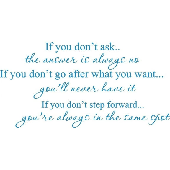 Blue 37" x 40" If you don't ask Vinyl wall art Inspirational quotes and saying home decor decal sticker