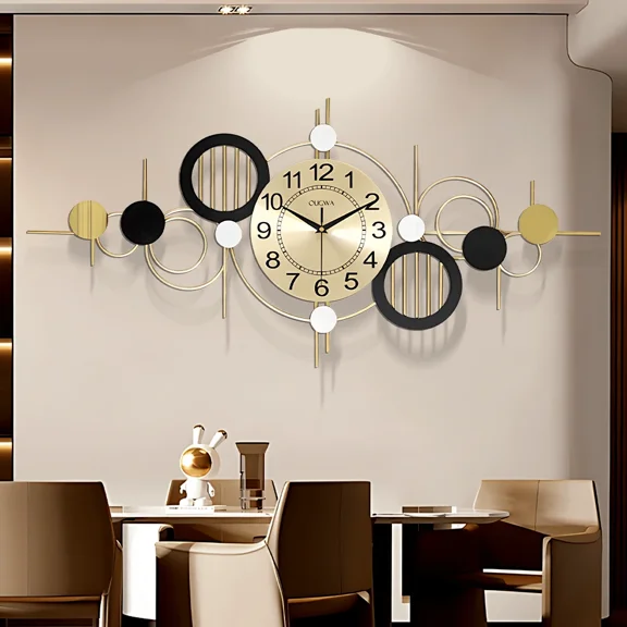 Large Wall Clock,Modern Silent Non-Ticking Metal Wall Art Wall Clocks Battery Operated, Horizontal or Vertical Hanging Clock for Living Room, Kitchen, Bedroom, or Office Wall Decor