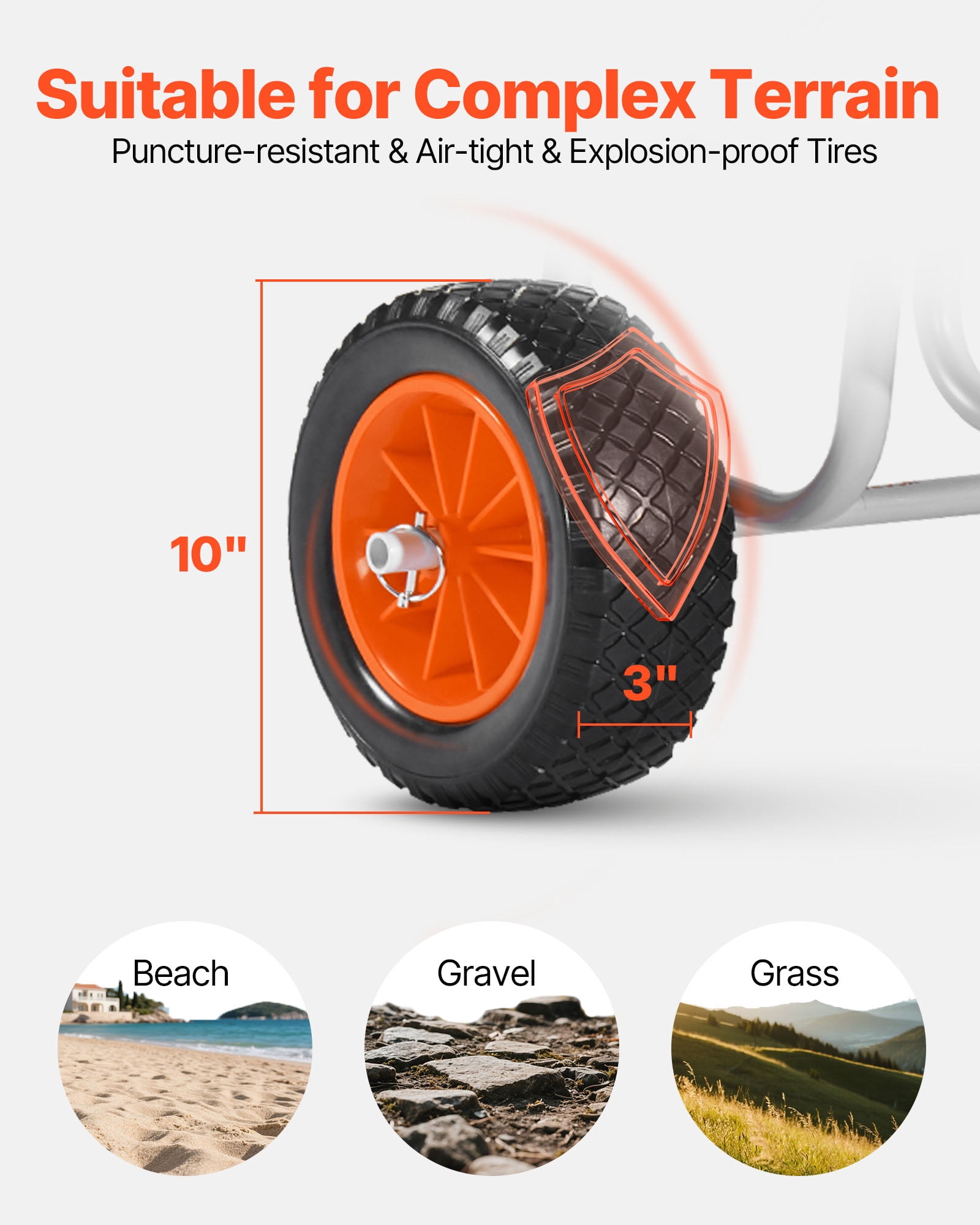 VEVOR Kayak Cart, 150 lbs Load Capacity, Stand Up Paddle Board Trolley with 10-inch Solid Rubber Tires & Kickstands, Paddle Board Carrier with Ratchet Strap for Paddleboard & Surfboard Transport