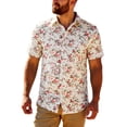thumbnail image 2 of Mens Hawaiian Shirt Short Sleeve Floral Print Button Down Lapel Top Casual Loose Summer Seaside Holiday Beach Shirts for Men Light Pink XL, 2 of 4