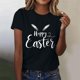 thumbnail image 2 of Mujeres de Manga Corta Tops Casual Nuevo Cuello Redondo Pascua, Ligera Camiseta de Poliéster Spandex, 2 of 4