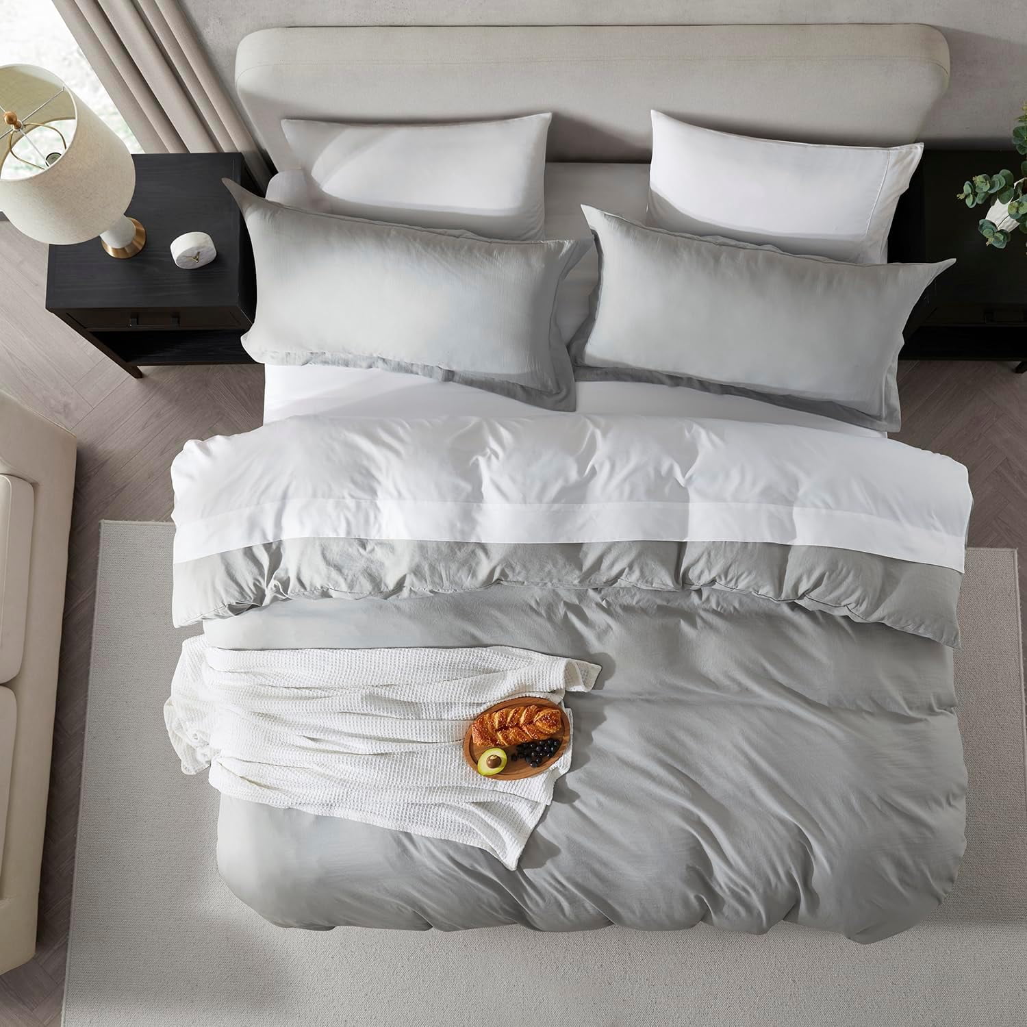 LammaLoe Duvet Cover Twin/Twin XL Size, Soft Prewashed 2-Piece Duvet Cover Bedding Set with 1 Pillow Sham, Light Gray