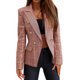 thumbnail image 1 of Chaqueta de rayas fina informal de peso ligero para mujer, abrigo ajustado, chaqueta de manga larga, abrigos con estampado a cuadros para oficina y negocios, chaqueta,blazer moda（Rosa， S), 1 of 5
