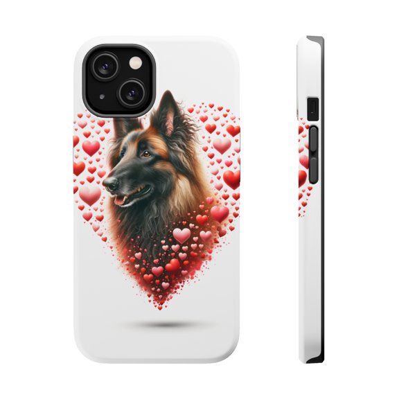 DistinctInk Tough Case for Apple iPhone 13 (6.1" Screen), Compatible with MagSafe Charging - Valentine's Day Belgian Laekenoi