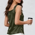thumbnail image 4 of Women's Satin V Neck Wide Strap Tank Tops Solid Color Loose Casual Shirts For Work Party And Vacation, 4 of 6