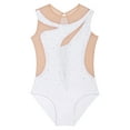 thumbnail image 4 of iiniim Little Girls' Athletic Dance Bodysuit Tank Top Shiny Rhinestone Biketards One Piece Activewear White 16, 4 of 7